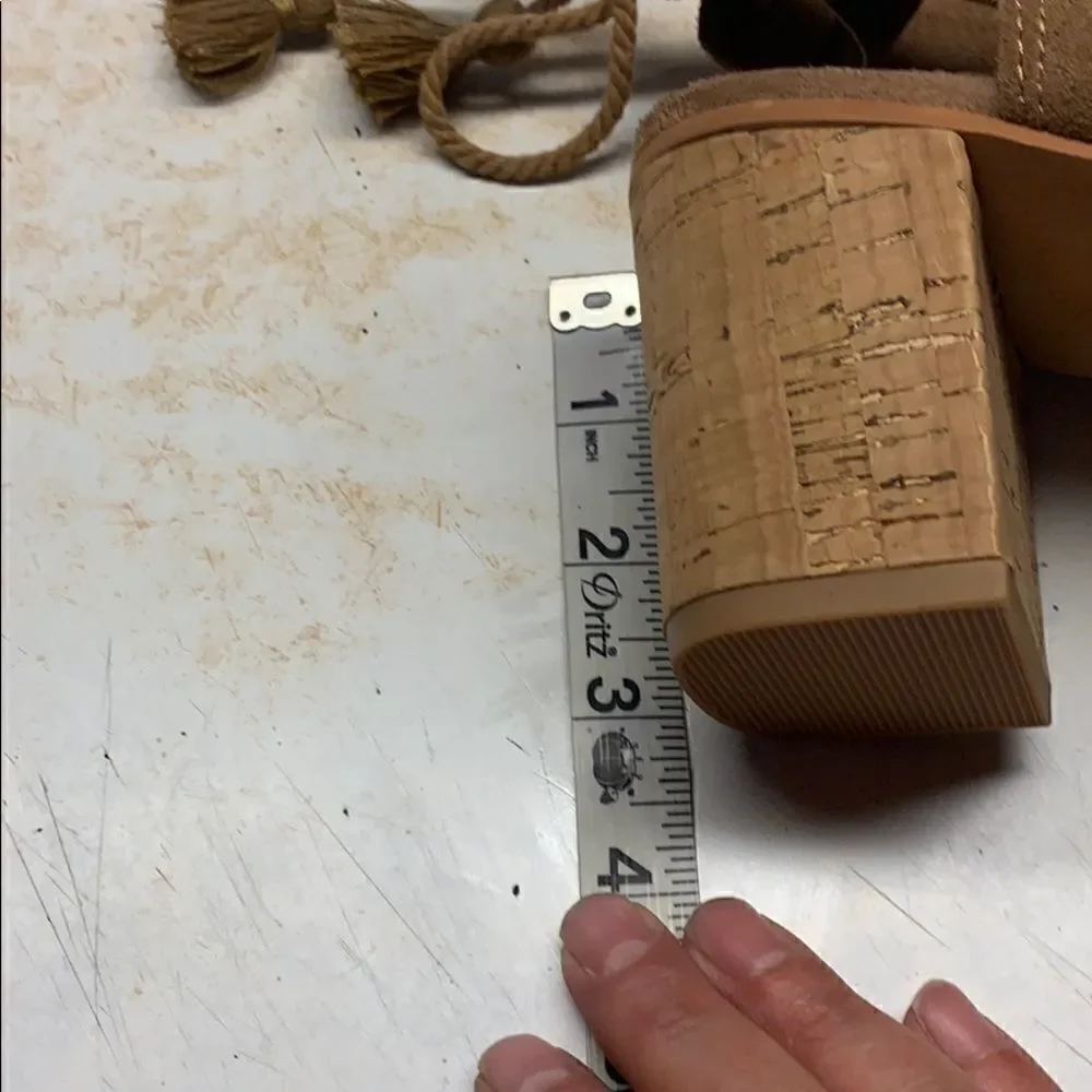 Toms Cork Heeled Open toe  Sz 9.5W New